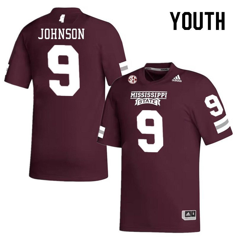 Youth #9 Ricky Johnson Mississippi State Bulldogs College Football Jerseys Stitched-Maroon